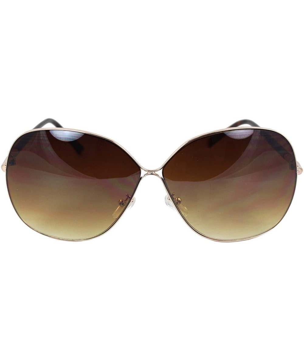 Oval Oval Fashion Sunglasses Gold Front Brown Leopard Side Amber Lenses - CI1108HW1RR $9.85