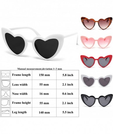 Goggle Retro Heart Shaped Sunglasses Women Vintage Thick Frame Cat Eye Glass Multiple Choice - White - CY18U42S0KI $8.68