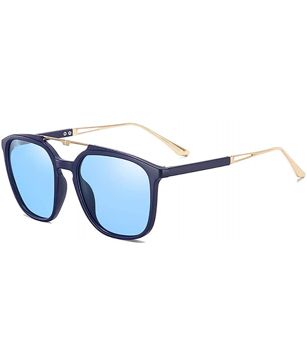 Rectangular Classic Aviator Sunglasses Unisex-Matte Polarized Shade Glasses-Rimless Goggle - B - CN190ECYYE2 $25.02