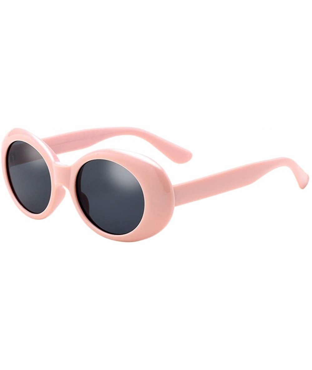 Oval Ultra Thin Small Oval Glasses Ladies Round Sunglasses Blocking Glare Goggles - Pink - C018DCD43AL $14.39