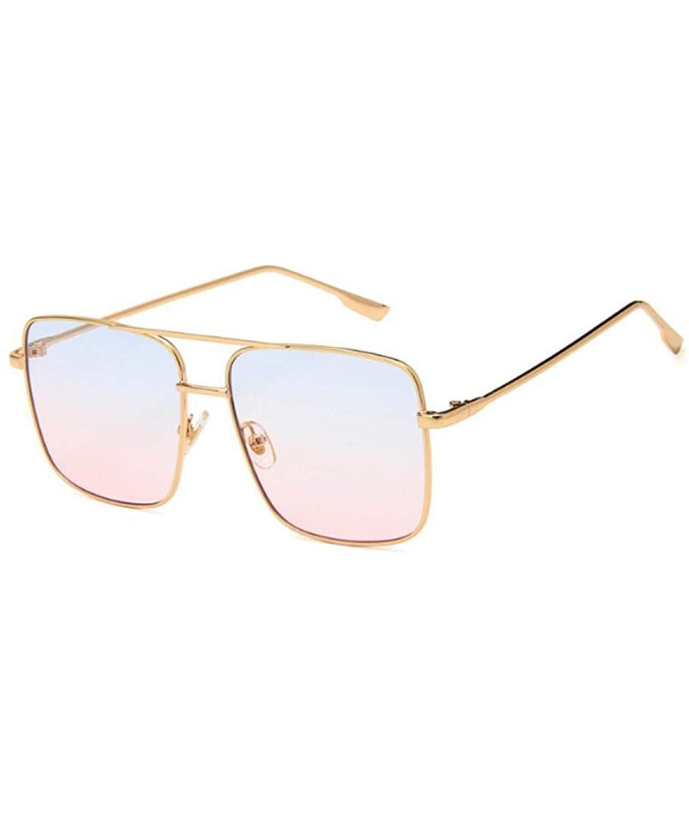 Square 47111 Square Simple Retro Sunglasses Men Women Fashion UV400 Glasses Gold Black - Blue Pink - CI18YR7OIWW $8.53