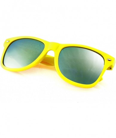 Wayfarer Reflective Flash Color Mirror Reflective Lens Neon Sunglasses - Yellow - CQ11N8HAWCJ $9.73