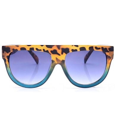 Aviator Flat Top Oversized Square Sunglasses Women Gradient 2019 Summer Blue Brown - Leopard Blue - C218Y2OZR22 $12.34