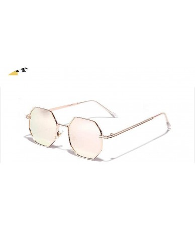 Round 2019 Retro Polygon Sunglasses Men Women Luxury Pink Lens Round Vintage Small Frame Mirror Color - 3 - CM19854GT9Q $32.07