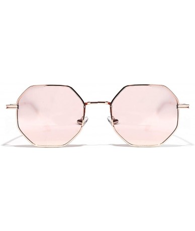 Round 2019 Retro Polygon Sunglasses Men Women Luxury Pink Lens Round Vintage Small Frame Mirror Color - 3 - CM19854GT9Q $32.07