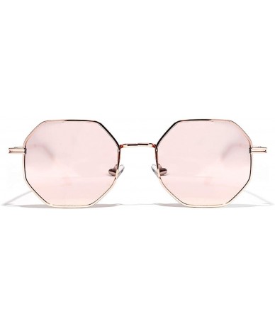 Round 2019 Retro Polygon Sunglasses Men Women Luxury Pink Lens Round Vintage Small Frame Mirror Color - 3 - CM19854GT9Q $21.53