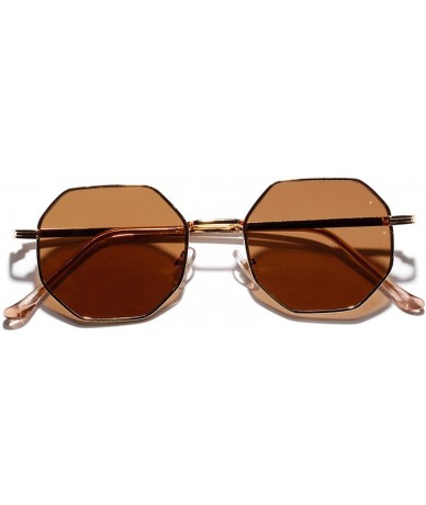 Round 2019 Retro Polygon Sunglasses Men Women Luxury Pink Lens Round Vintage Small Frame Mirror Color - 3 - CM19854GT9Q $32.07