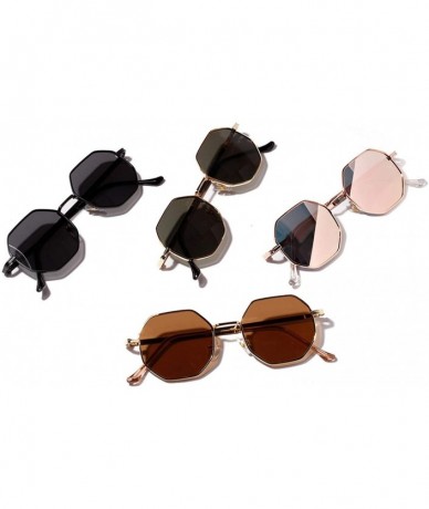 Round 2019 Retro Polygon Sunglasses Men Women Luxury Pink Lens Round Vintage Small Frame Mirror Color - 3 - CM19854GT9Q $32.07