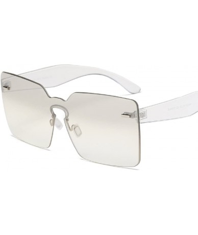 Oversized Spring Summer Oversized Women Square Sunglasses Fashion Men Rimless Tint Lens Glasses - 3 - CS184K9L9ST $21.68