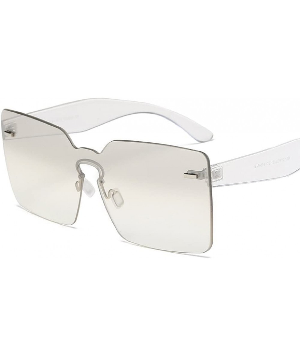 Oversized Spring Summer Oversized Women Square Sunglasses Fashion Men Rimless Tint Lens Glasses - 3 - CS184K9L9ST $10.47