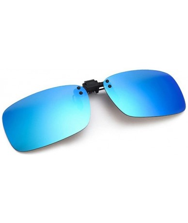 Rectangular Flash Polarized Mirrored Sunglasses Clip-On Glasses- Men & Women (1100Y04-Yellow) (1100E04-Blue) - 1100e04-blue -...