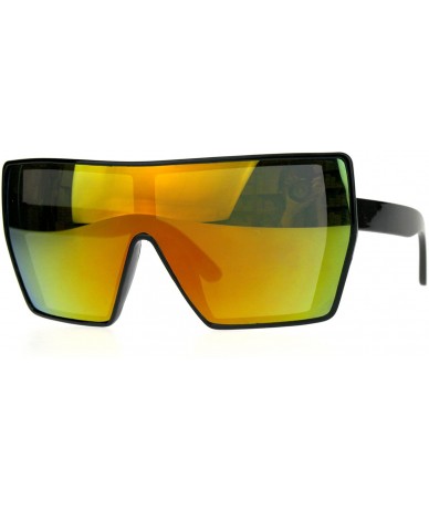 Oversized Womens Color Mirror Extra Oversize Cat Eye Butterfly Sunglasses - Black Orange - CZ180SW5KK4 $24.82