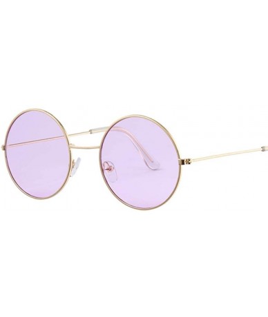 Oversized Fashion Bule Round Sunglasses Women Brand Designer Luxury Sun Glasses Gold Blue - Gold Purple - CO18Y2NWL02 $7.97