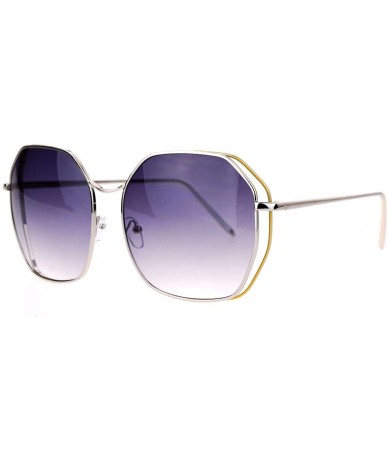 Square Womens Chic Designer Sunglasses Square Octagon Metal Frame UV 400 - Silver - CU12EWH5X05 $21.68