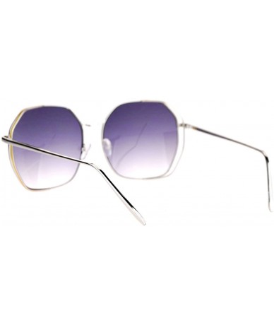 Square Womens Chic Designer Sunglasses Square Octagon Metal Frame UV 400 - Silver - CU12EWH5X05 $10.10