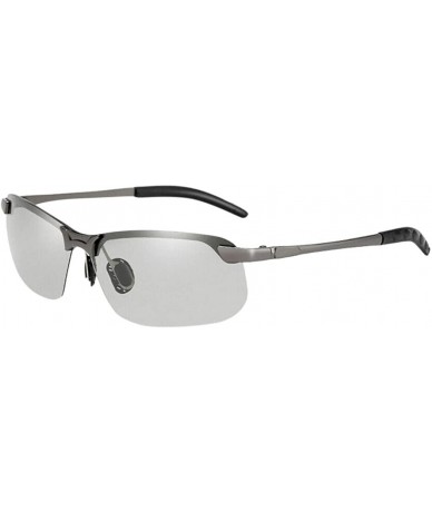 Round UV Protection Sunglasses for Women Men Semi-rimless frame Rectangle Acrylic Lens Metal Frame Sunglass - Dark Gray - CV1...