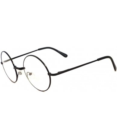 Round JOHN LENNON Vintage Round Retro Large Metal Frame Clear Lens Eye Glasses - Black - CK11LTT62D7 $9.28