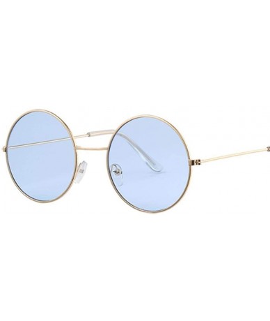 Oversized Fashion Bule Round Sunglasses Women Brand Designer Luxury Sun Glasses Gold Blue - Gold Purple - CO18Y2NWL02 $18.00