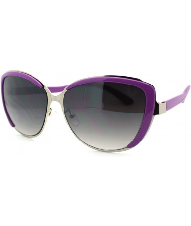 Oversized Oversized Round Butterfly Sunglasses Women's Eyewear - Purple - CW11QSJLJGD $10.28