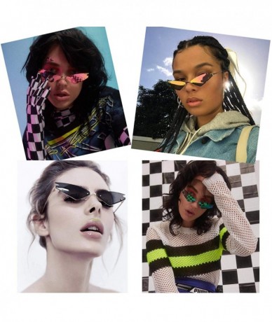 Cat Eye Small Cat Eye Sunglasses For Women Futuristic Semi Rimless Sunglasses - Red Lens/Gold Frame - CK18ESEGIIL $25.42