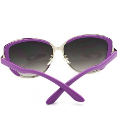 Oversized Oversized Round Butterfly Sunglasses Women's Eyewear - Purple - CW11QSJLJGD $10.28