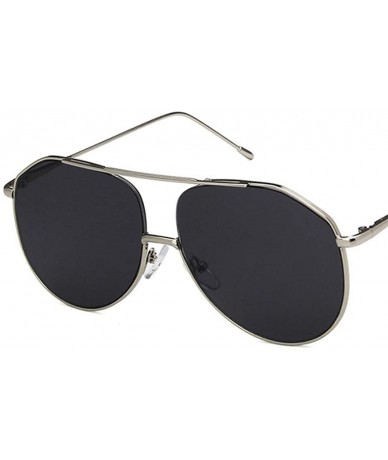 Oval Unisex Sunglasses Retro Silver Yellow Drive Holiday Oval Non-Polarized UV400 - Silver Grey - C418REA6290 $12.77