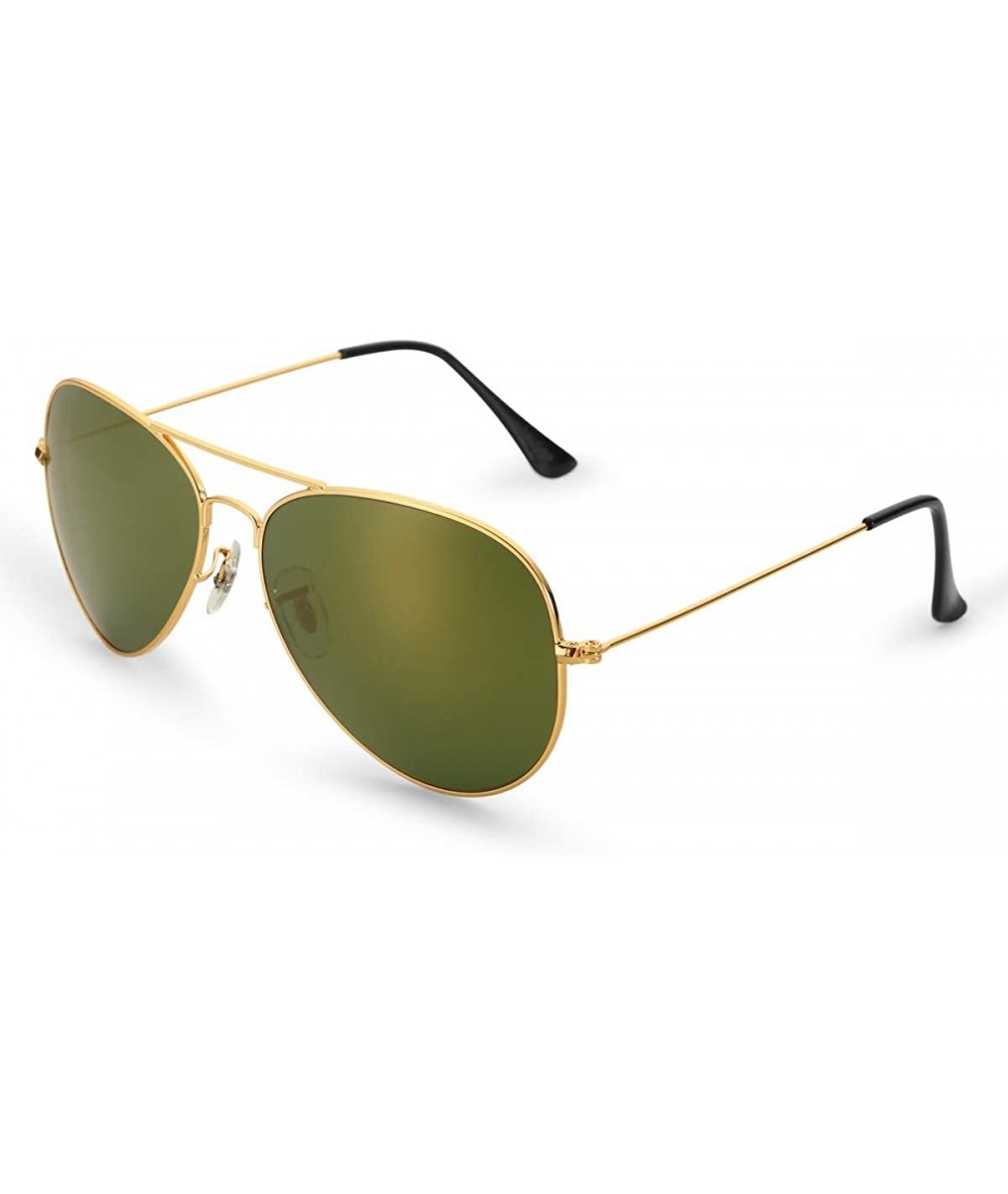 Aviator Aviator Sunglasses for Men Women-Flash Mirror Lens UV400 Sunglasses Eyewear Multi-Color(Gold Frame - 60) - CD17YGD2ID...