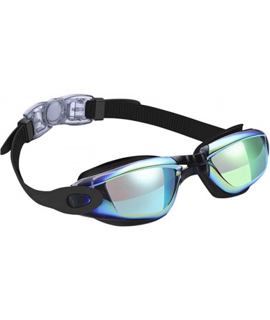 Goggle Unisex Swimming Goggles Glasses - Colorful HD Waterproof Anti-Fog Full Frame Goggles - Black - CO196M3N2TK $18.76