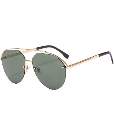 Semi-rimless Womens Classic Sunglasses Oversized Semi Rimless Sunglasses for Men - Dark Green - CT18SQ90DQ8 $21.57