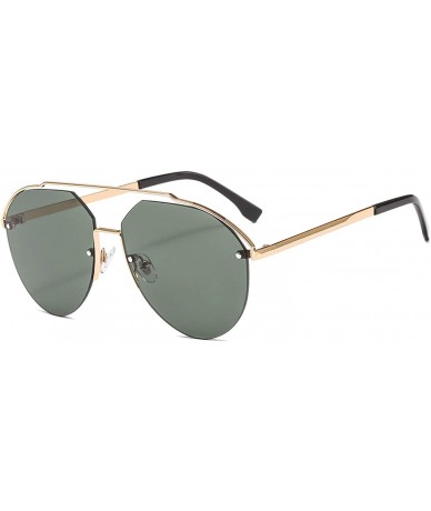 Semi-rimless Womens Classic Sunglasses Oversized Semi Rimless Sunglasses for Men - Dark Green - CT18SQ90DQ8 $11.75