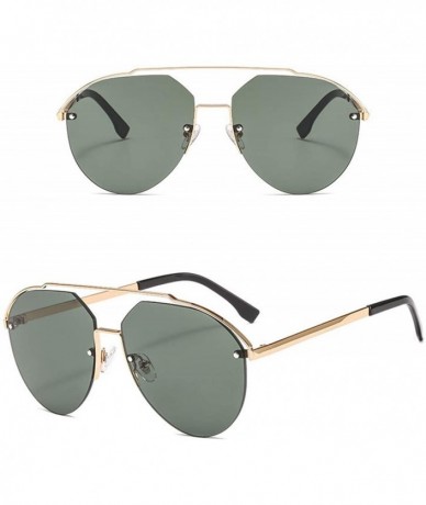 Semi-rimless Womens Classic Sunglasses Oversized Semi Rimless Sunglasses for Men - Dark Green - CT18SQ90DQ8 $11.75