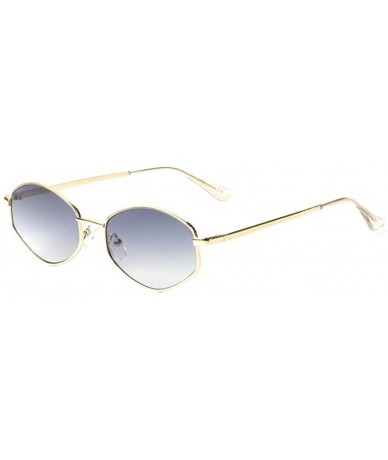 Oval Geometric Oval Thin Metal Frame Color Sunglasses - Blue - CZ197A5OWYU $31.06