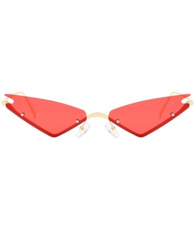 Cat Eye Small Cat Eye Sunglasses For Women Futuristic Semi Rimless Sunglasses - Red Lens/Gold Frame - CK18ESEGIIL $25.42