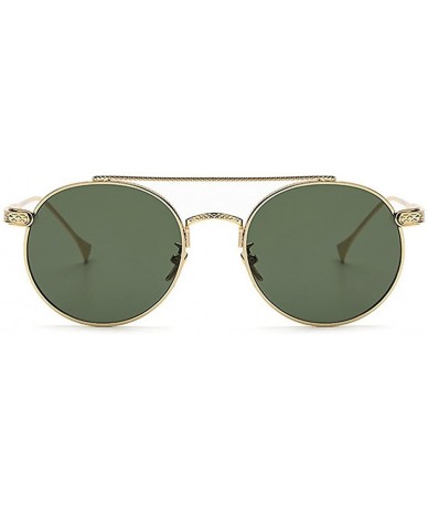 Round Men and Women Round Metal Frame Sunglasses Designer Exquisite Eye Glasses - yhl - Gold-green - C612O2GLZH8 $11.95