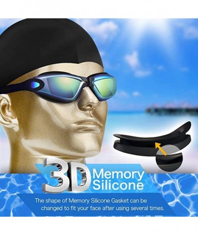 Goggle Unisex Swimming Goggles Glasses - Colorful HD Waterproof Anti-Fog Full Frame Goggles - Black - CO196M3N2TK $8.15