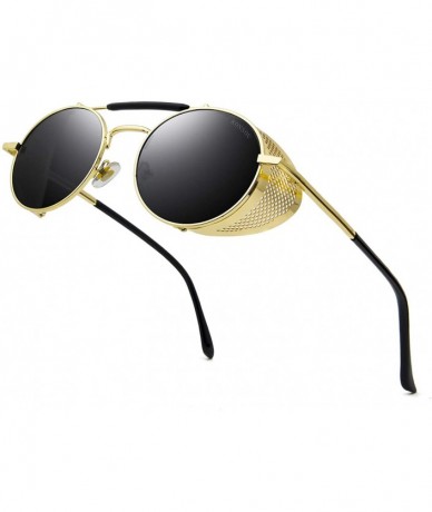 Wayfarer Steampunk Style Round Vintage Polarized Sunglasses Retro Eyewear UV400 Protection Matel Frame - CI18NCNX49M $26.81