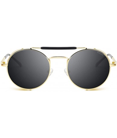 Wayfarer Steampunk Style Round Vintage Polarized Sunglasses Retro Eyewear UV400 Protection Matel Frame - CI18NCNX49M $15.23