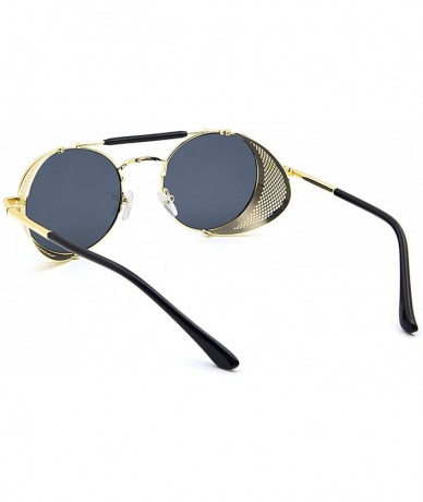Wayfarer Steampunk Style Round Vintage Polarized Sunglasses Retro Eyewear UV400 Protection Matel Frame - CI18NCNX49M $15.23