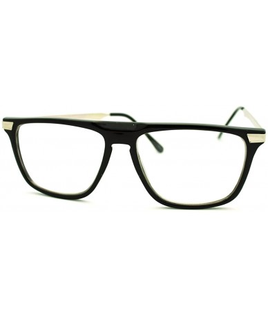 Square Clear Lens Glasses Flat Top Fashion Eyeglasses Thin Square Frame - Matte Black - CR11E9RWRRL $9.88