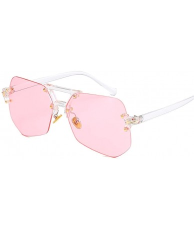 Oversized Large Rimless Sunglasses Clear Lens Glass Sunglasses for Men Women - 9 - CD18EOWAGR0 $28.09