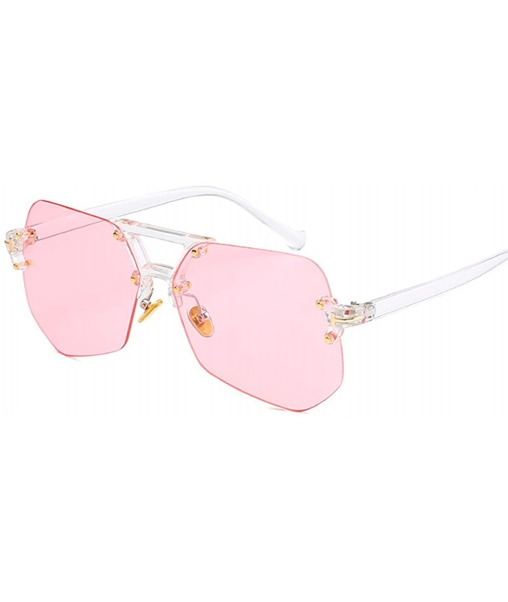 Oversized Large Rimless Sunglasses Clear Lens Glass Sunglasses for Men Women - 9 - CD18EOWAGR0 $15.68