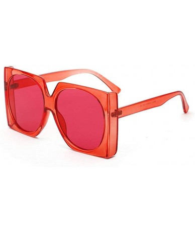 Oversized Square Sunglasses Women Retro Brand Designer Oversized - Red - CN18R7C9TW0 $26.70