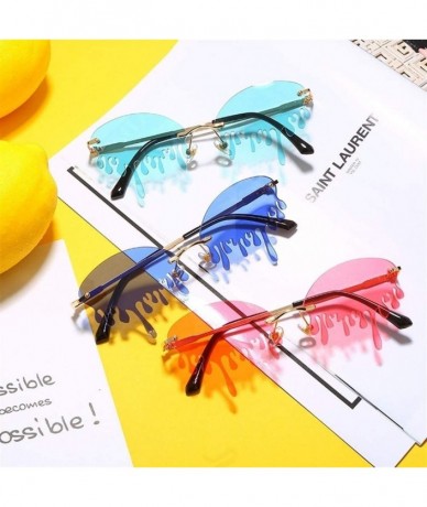 Rimless Teardrop Shaped Sunglasses for Women Dripping Oval Rimless Shades UV Protection - C5 - C5190HEXH6M $9.57