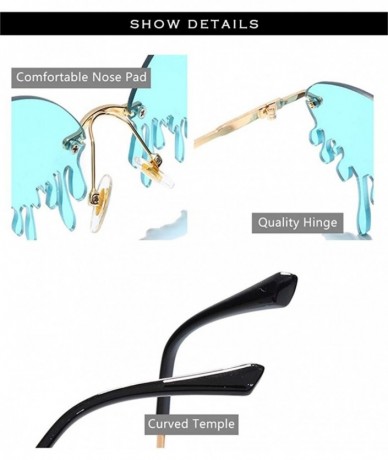 Rimless Teardrop Shaped Sunglasses for Women Dripping Oval Rimless Shades UV Protection - C5 - C5190HEXH6M $9.57