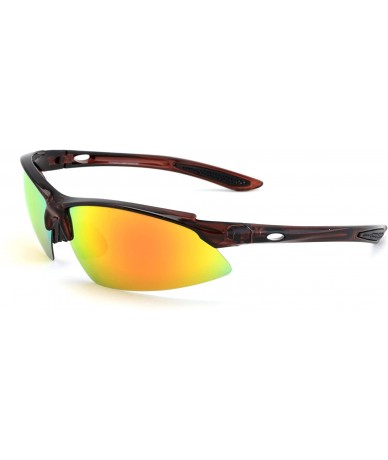 Wrap Polarized Sunglasses Baseball Running Softball - Tortoise - C1125BYP515 $32.10