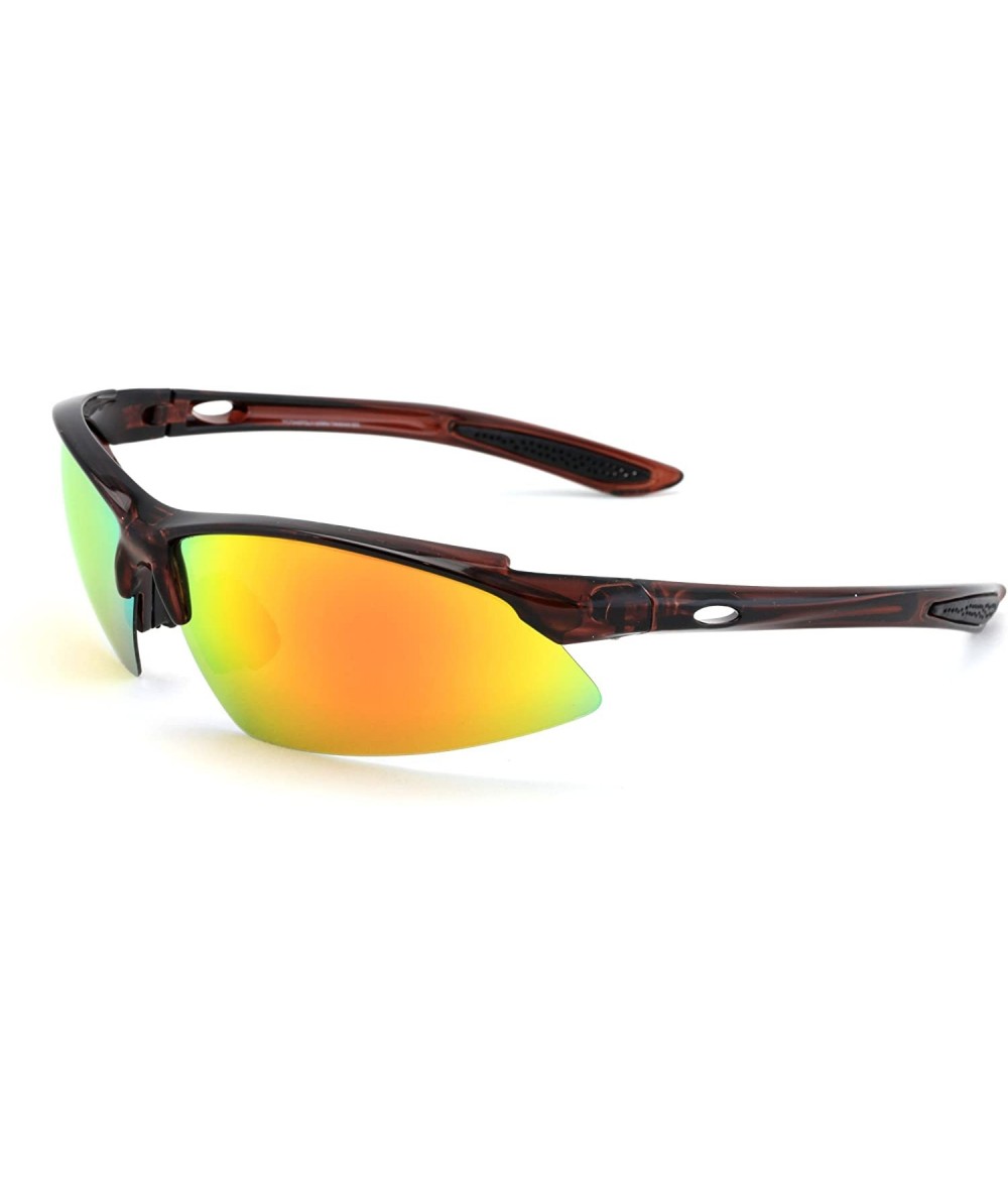 Wrap Polarized Sunglasses Baseball Running Softball - Tortoise - C1125BYP515 $34.40