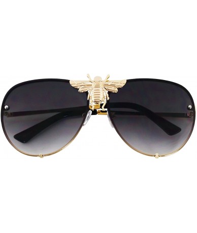 Oversized Pilot Sunglasses Oversize Metal Frame Vintage Retro Men Women Shades - Black - CM18U8Z7GDA $17.71