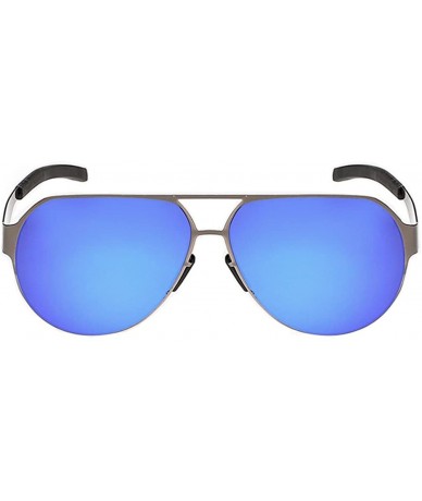 Square Top Luxury Sunglasses Feature Style Avaitor Lens Metal Big Frame - Grey/Blue - CC11ZIRHOZ1 $38.56