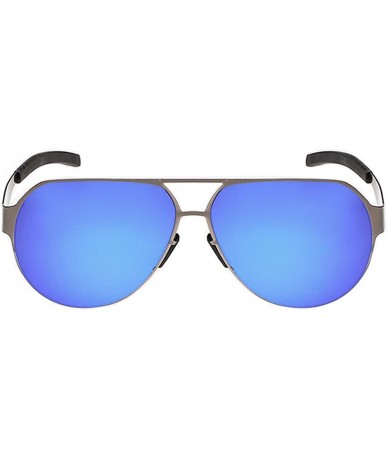 Square Top Luxury Sunglasses Feature Style Avaitor Lens Metal Big Frame - Grey/Blue - CC11ZIRHOZ1 $16.97