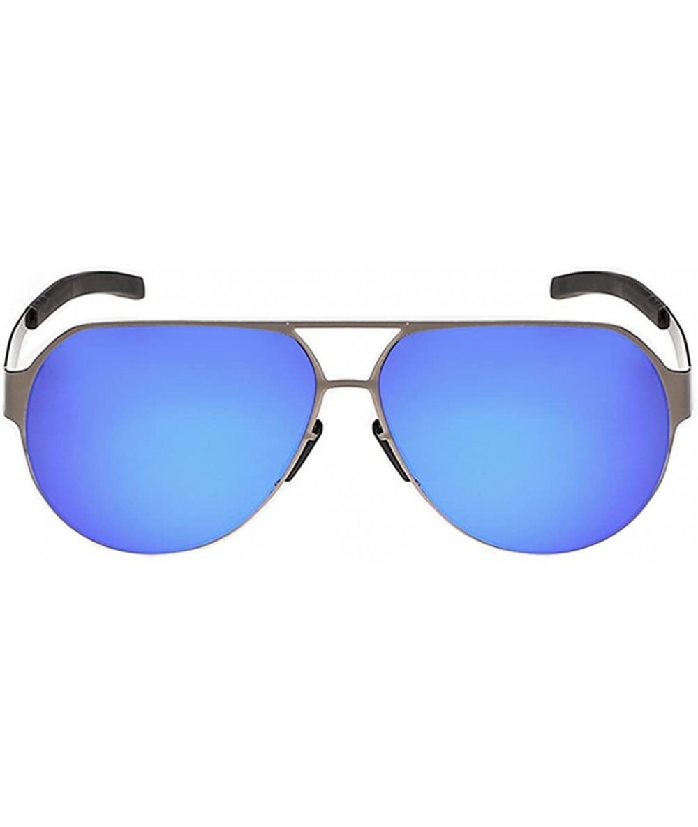 Square Top Luxury Sunglasses Feature Style Avaitor Lens Metal Big Frame - Grey/Blue - CC11ZIRHOZ1 $16.97